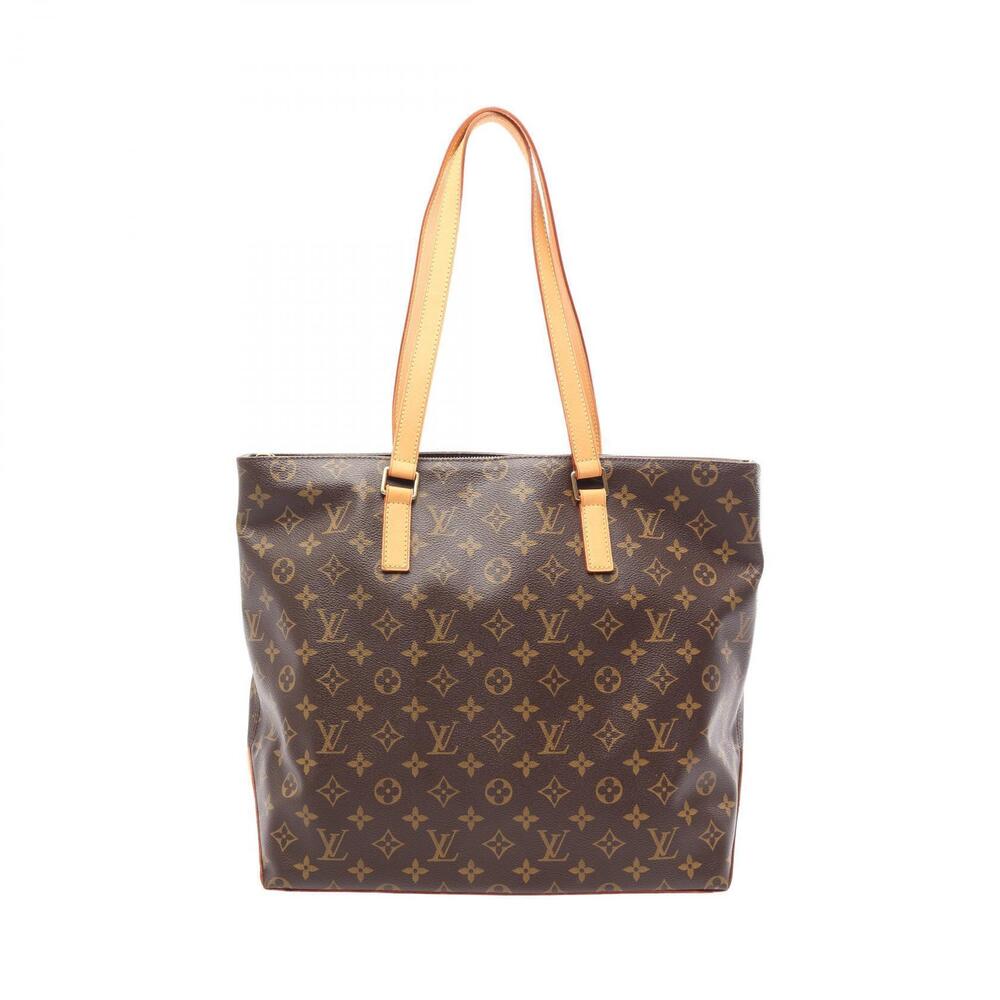 Louis Vuitton Cabas Mezzo Monogram Tote Bag Canvas Leather Brown